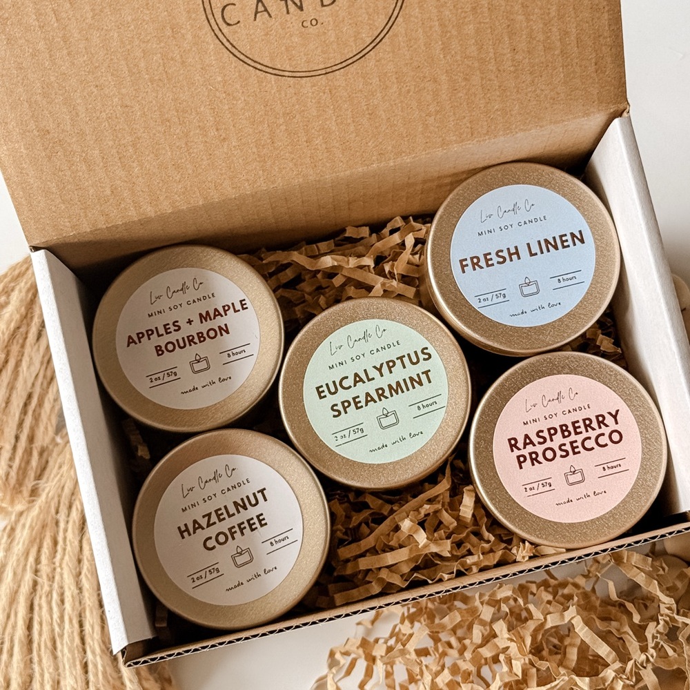 Mini soy candles set of 5 - handmade
